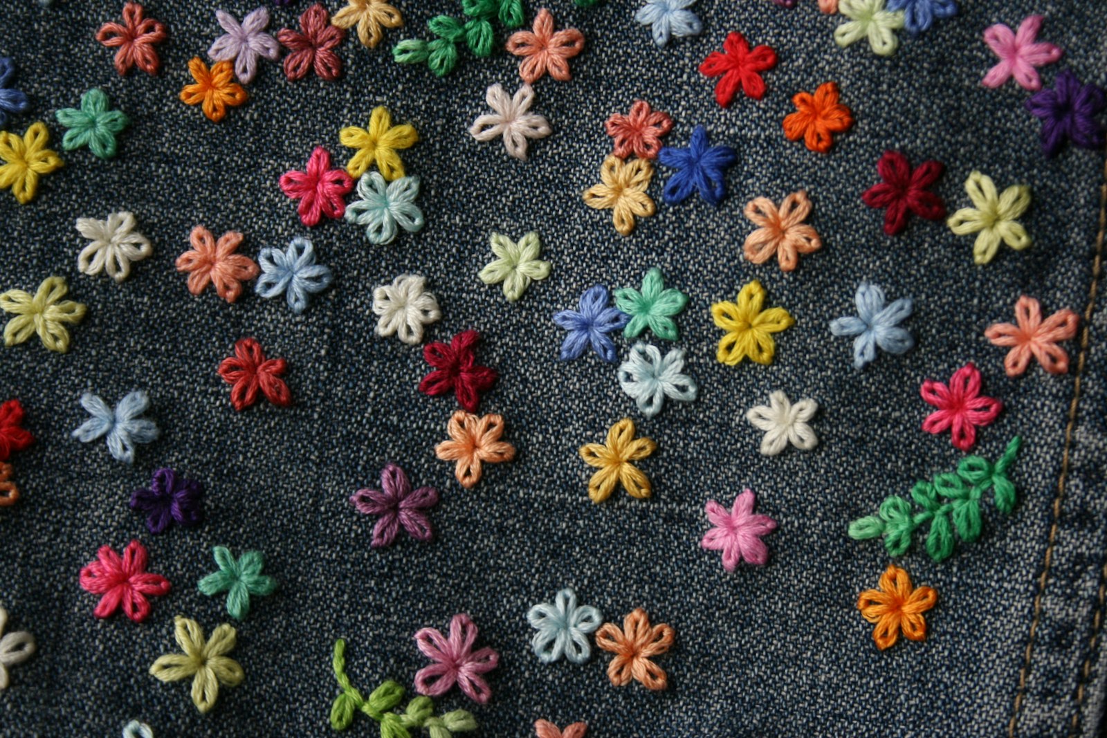 Broderie sashiko et boro sur denim